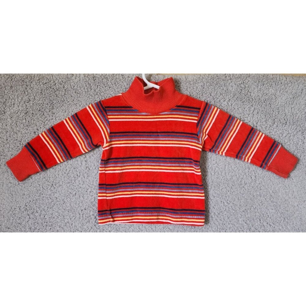 Vintage Carters Baby Size 12M Red Striped Turtleneck Long Sleeve Shirt USA Made